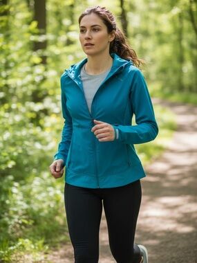 Brooks Teal Hooded Lightweight Womens Jacket Size Small Run Hike Travel